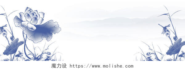 中国风手绘青花瓷花朵背景